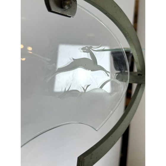 Image 1 of Vintage Art Deco Kronleuchter aus massivem lackiertem Messing und Glas von Pietro Chiesa, Italien 1930