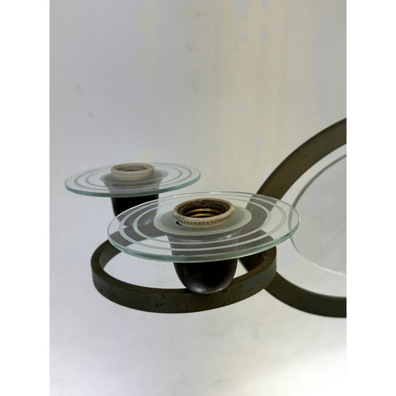 Image 1 of Vintage Art Deco Kronleuchter aus massivem lackiertem Messing und Glas von Pietro Chiesa, Italien 1930