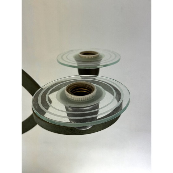 Image 1 of Vintage Art Deco Kronleuchter aus massivem lackiertem Messing und Glas von Pietro Chiesa, Italien 1930