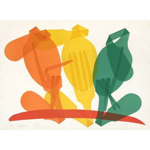 Alte Lithographie von Abraham Habbah für Jacques Putman, 1970