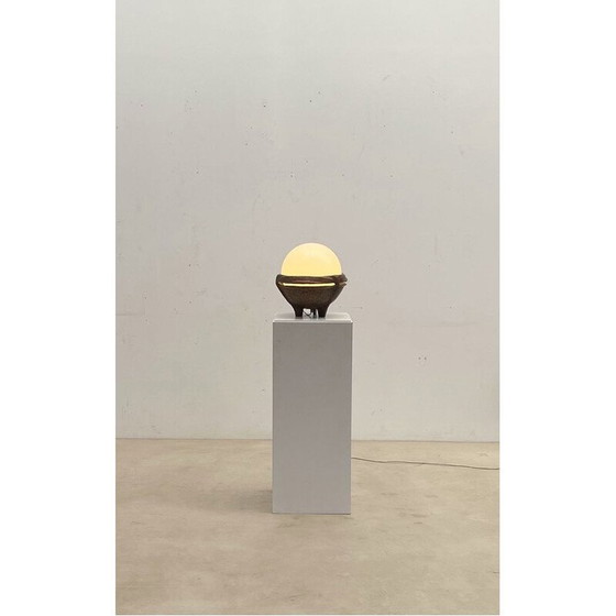 Image 1 of Mid Century Bronze und Opalin Lampe, Italien 1970er