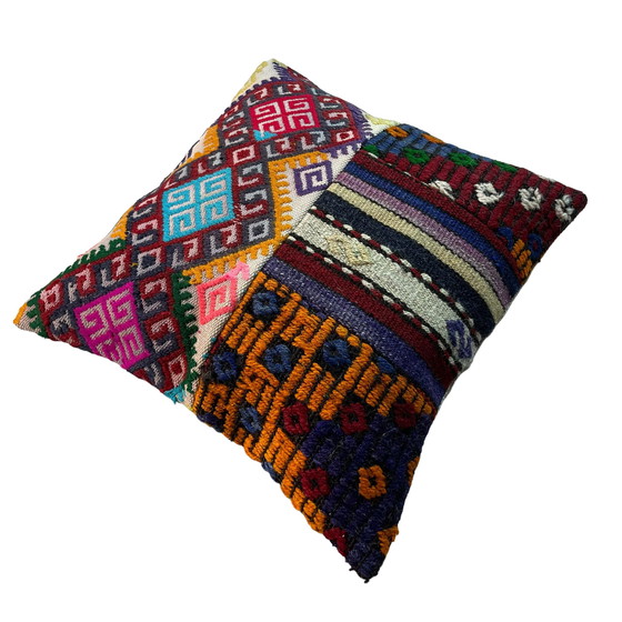 Image 1 of Vintage Turkish Kilim Patchwork Kissenbezug , 45 x 45 cm
