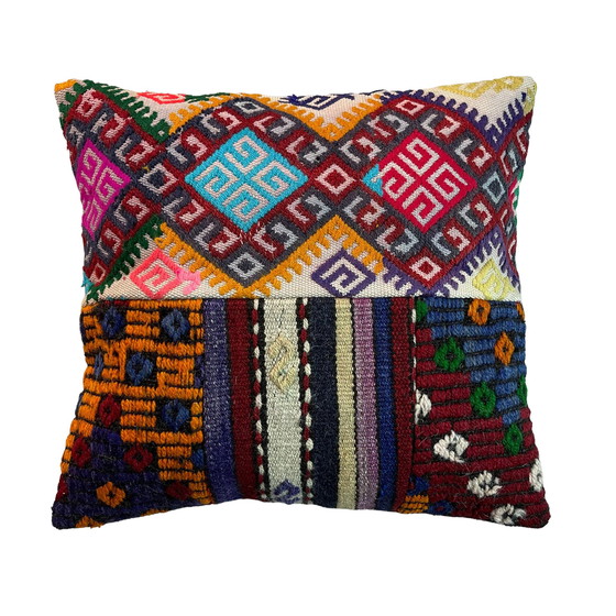 Image 1 of Vintage Turkish Kilim Patchwork Kissenbezug , 45 x 45 cm