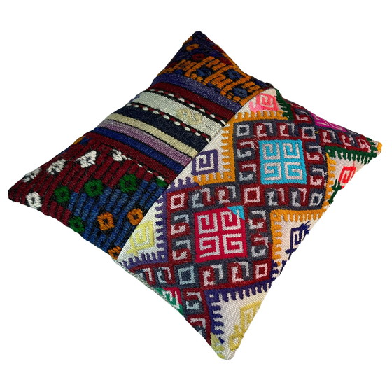 Image 1 of Vintage Turkish Kilim Patchwork Kissenbezug , 45 x 45 cm