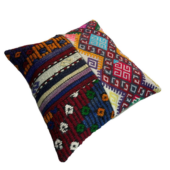 Image 1 of Vintage Turkish Kilim Patchwork Kissenbezug , 45 x 45 cm