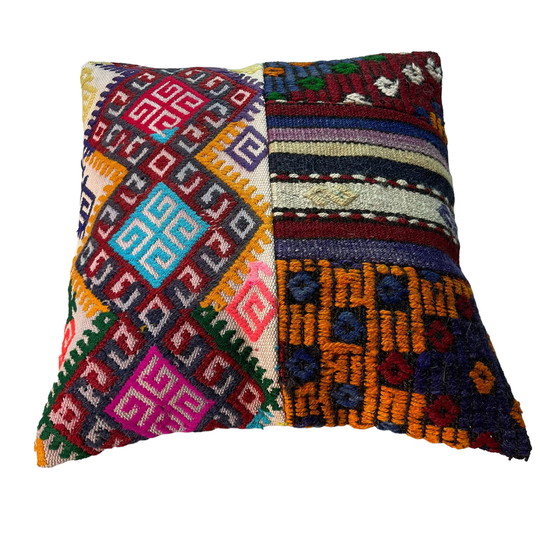 Image 1 of Vintage Turkish Kilim Patchwork Kissenbezug , 45 x 45 cm