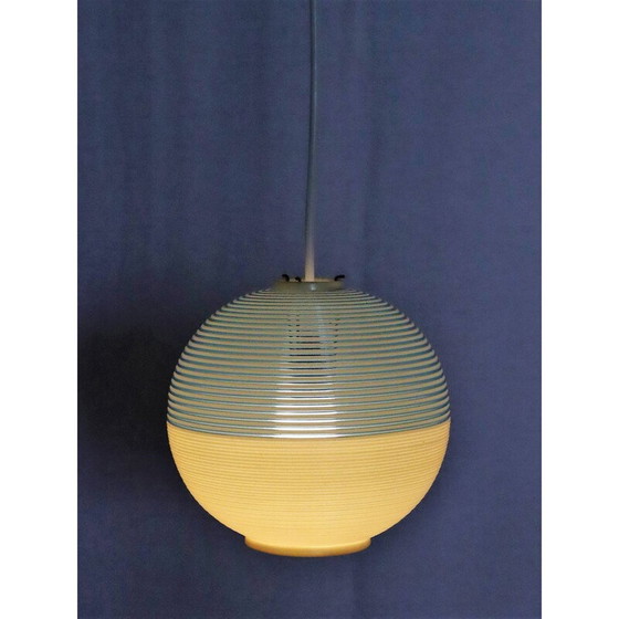 Image 1 of Blaue und weiße Pendelleuchte von Rotaflex für A.R.P, 1950er Jahre