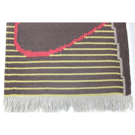 Schmaler geometrischer Vintage-Teppich von Antonin Kybal, Tschechoslowakei 1960