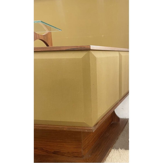 Image 1 of Mid Century Bar aus Holz und grünem Textil, Italien 1960er Jahre