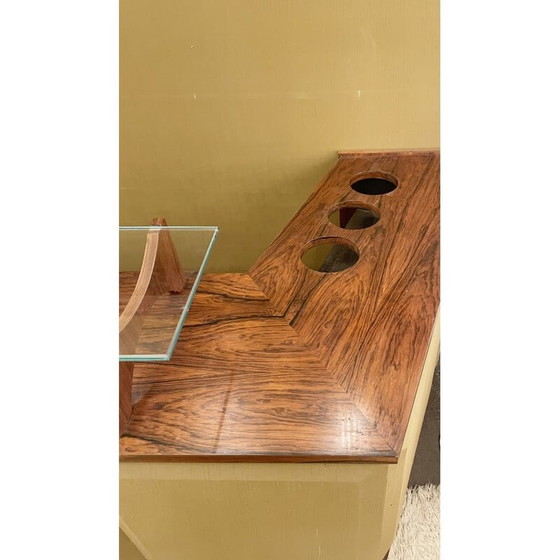 Image 1 of Mid Century Bar aus Holz und grünem Textil, Italien 1960er Jahre