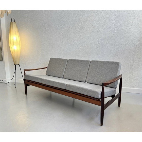 Image 1 of 3-Sitzer-Sofa aus Palisanderholz von Kai Kristiansen für Skive Mobelfabrik, Dänemark 1950