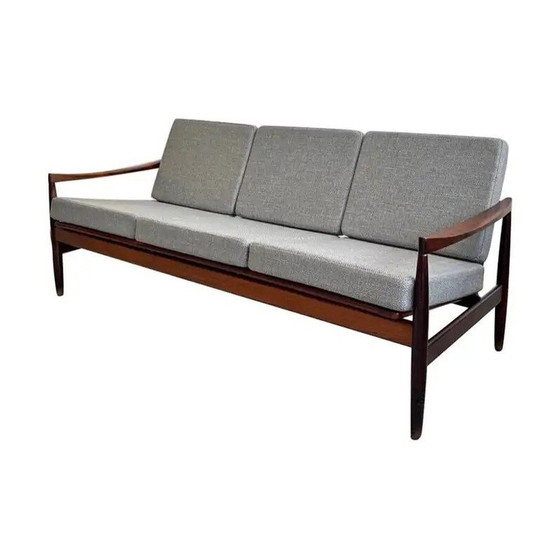 Image 1 of 3-Sitzer-Sofa aus Palisanderholz von Kai Kristiansen für Skive Mobelfabrik, Dänemark 1950