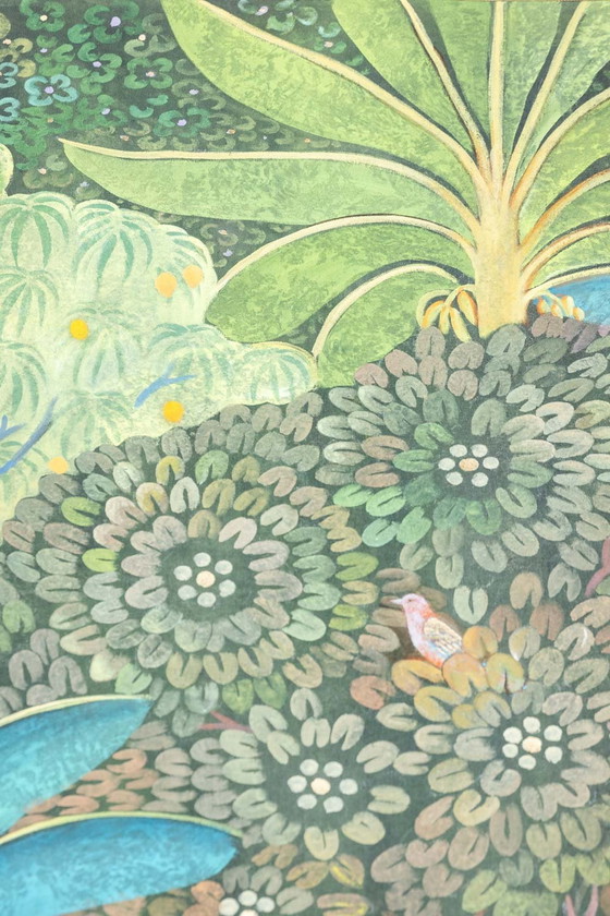 Image 1 of Gemalte Leinwand mit der Darstellung einer blauen Palme. Zeitgenössisches Werk.