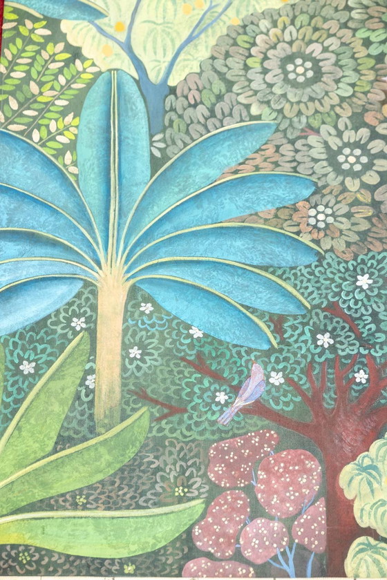 Image 1 of Gemalte Leinwand mit der Darstellung einer blauen Palme. Zeitgenössisches Werk.