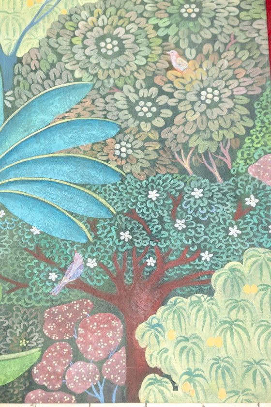 Image 1 of Gemalte Leinwand mit der Darstellung einer blauen Palme. Zeitgenössisches Werk.