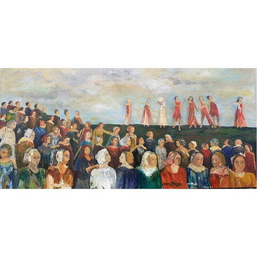 Vintage Öl auf Leinwand "Kyrielle" von Elodie Huré