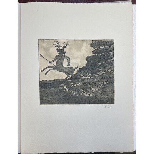 Vintage-Stich "Actéon" auf Papier von François Xavier Lalanne, Frankreich 2005er