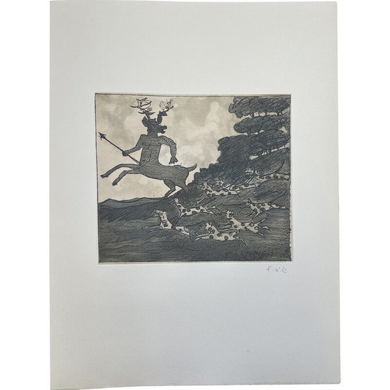 Image 1 of Vintage-Stich "Actéon" auf Papier von François Xavier Lalanne, Frankreich 2005er