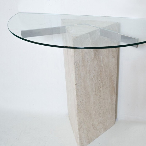 Image 1 of Vintage-Konsole aus Travertin und Glas