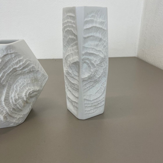 Image 1 of Paar Vintage Op Art Porzellanvasen von Ak Kaiser, Deutschland 1970er Jahre