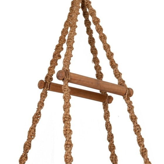 Image 1 of Vintage Hängesessel aus Seil und Holz, Frankreich 1970er Jahre