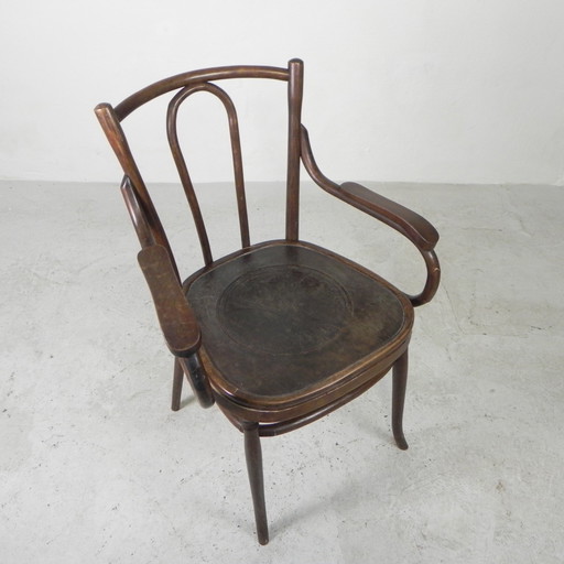 Buchenholzsessel mit Armlehnen im Thonet-Stil, 1920er Jahre