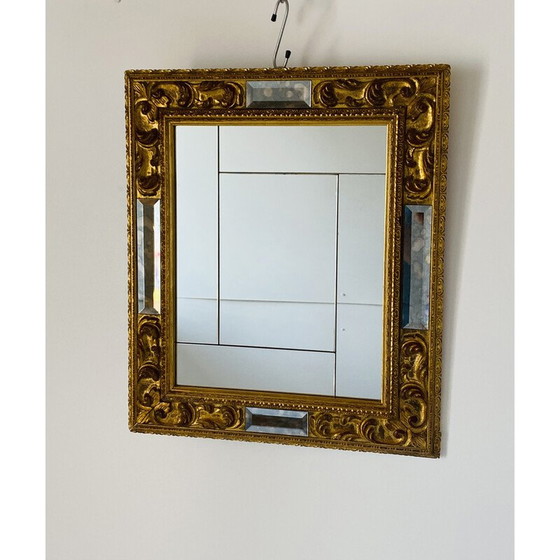 Image 1 of Alter italienischer Wandspiegel aus Blattgold und Glas, 1950er Jahre