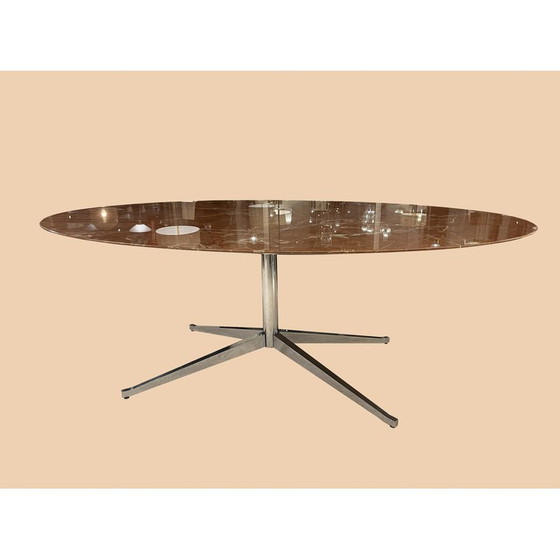 Image 1 of Vintage Carrara Marmor und Metall Esstisch für Knoll International