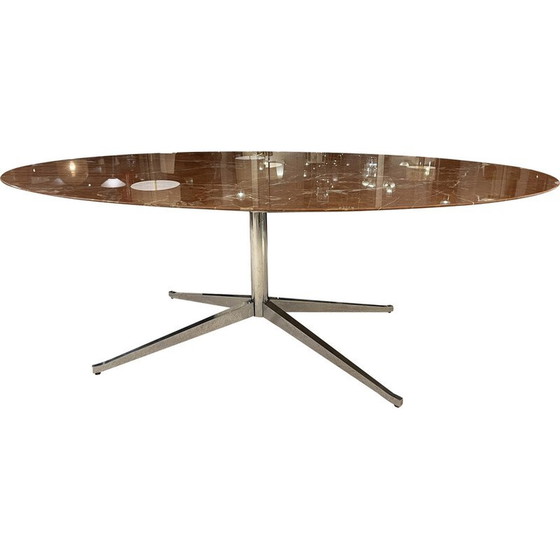 Image 1 of Vintage Carrara Marmor und Metall Esstisch für Knoll International