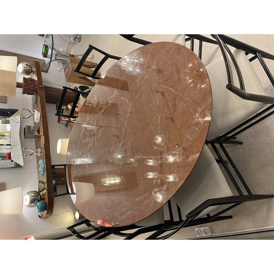 Image 1 of Vintage Carrara Marmor und Metall Esstisch für Knoll International