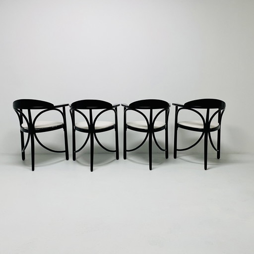 Thonet Modell 81 Schwarze Jugendstil-Essstühle aus Bugholz