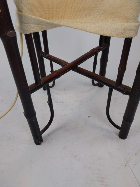 Image 1 of Japanische Stehlampe aus Bambus und Segeltuch, 150 cm hoch