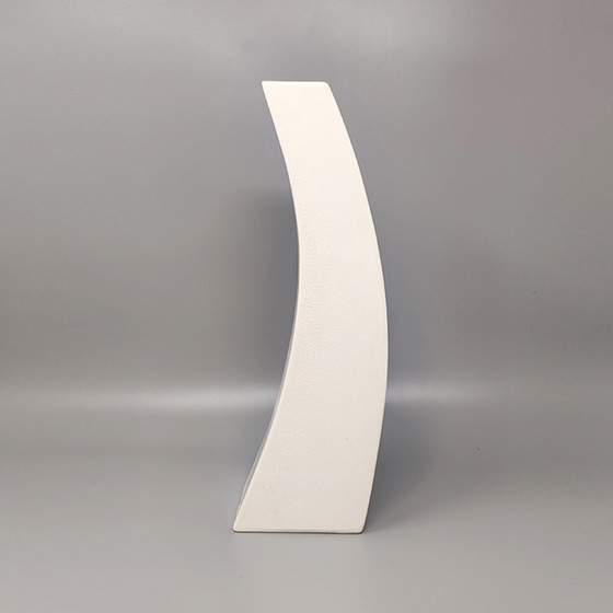 Image 1 of Wunderschöne Weiß Space Age Vase aus Keramik aus den 1970er Jahren von Franco Pozzi. Hergestellt in Italien