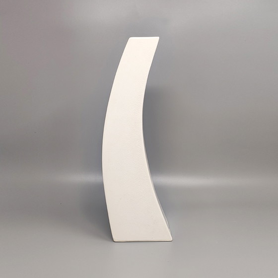 Image 1 of Wunderschöne Weiß Space Age Vase aus Keramik aus den 1970er Jahren von Franco Pozzi. Hergestellt in Italien