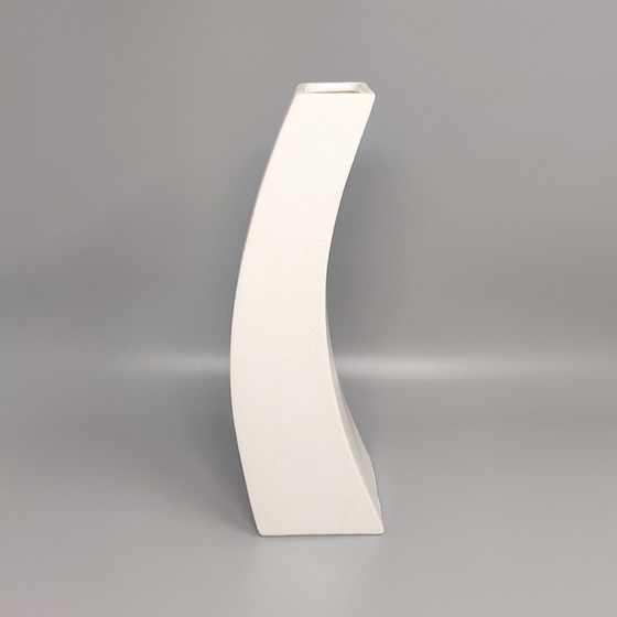 Image 1 of Wunderschöne Weiß Space Age Vase aus Keramik aus den 1970er Jahren von Franco Pozzi. Hergestellt in Italien