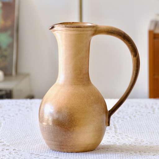 Vintage Grande Carafe Artisanale En Steingut Matt