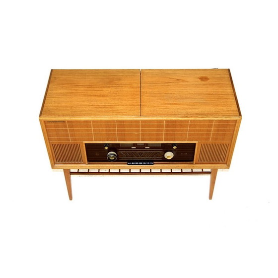 Image 1 of Vintage-Vinyl-Radioschrank "Typ F6S 04AR" aus Eiche und Teakholz für Philips, 1950