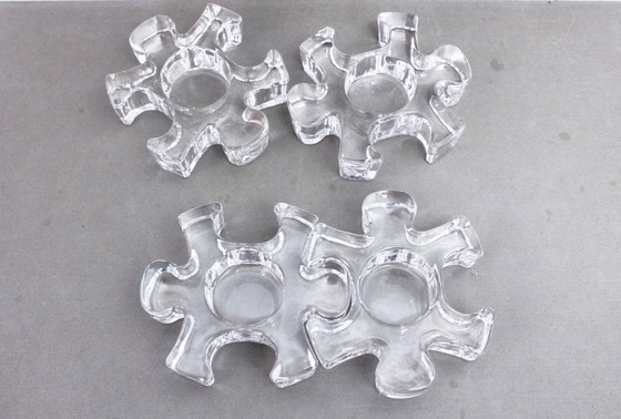 Image 1 of Set Von 4 Modulierbaren Kerzenhaltern Aus Glas