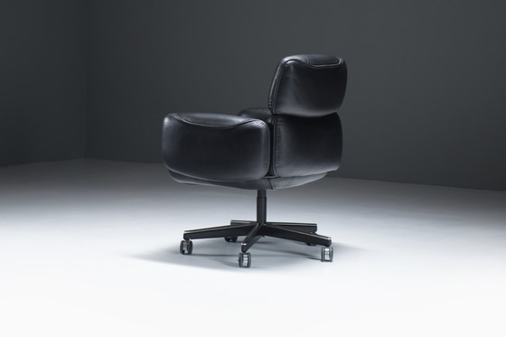Image 1 of Seltener Vintage Bürostuhl in schwarzem Leder von Otto Zapf für Knoll International