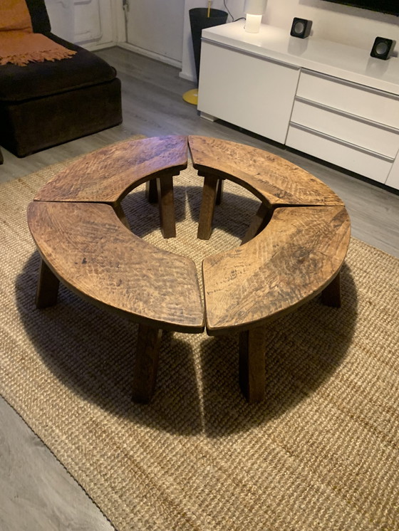 Image 1 of Brutalistischer Couchtisch Eiche massiv