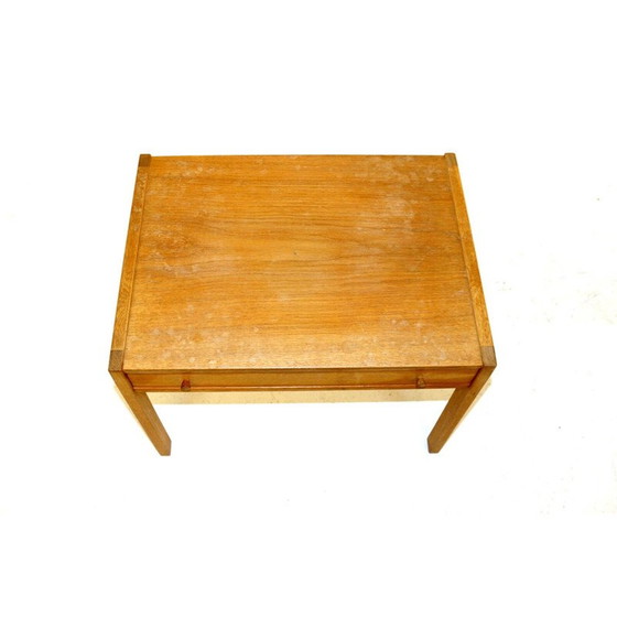 Image 1 of Vintage Eiche und Rattan Nähtisch, Dänemark 1960