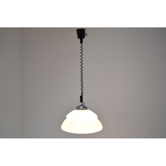 Image 1 of Verstellbarer Vintage-Kronleuchter aus Glas und Metall, Tschechoslowakei 1970