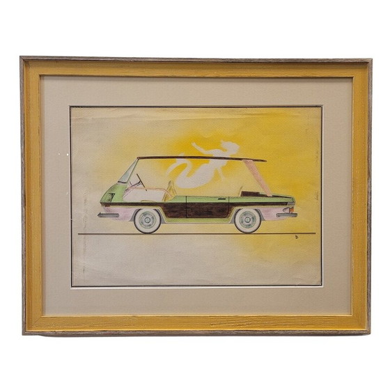 Image 1 of Vintage-Zeichnung "Prototype de voiture", Frankreich