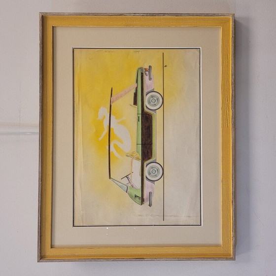 Image 1 of Vintage-Zeichnung "Prototype de voiture", Frankreich