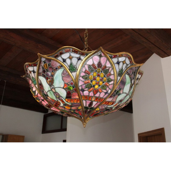 Image 1 of Glasmalerei-Kronleuchter in der Stimmung von Tiffany