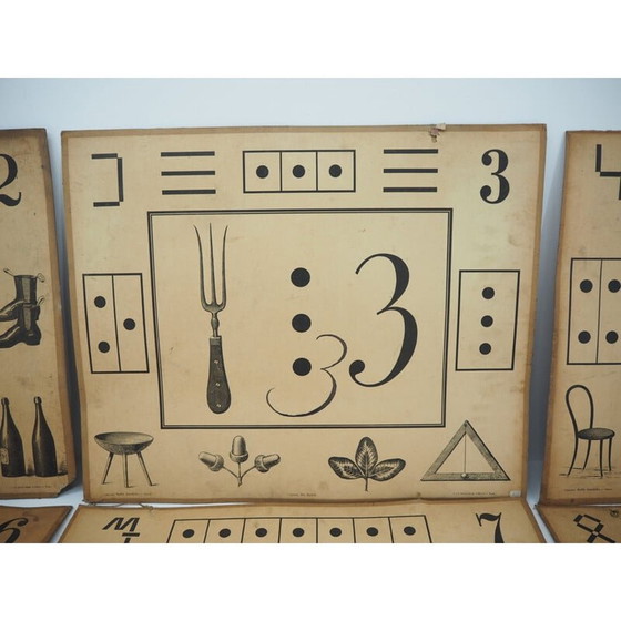 Image 1 of Satz von 9 alten Lehrplakaten von Litography A. Haase, Prag 1900s