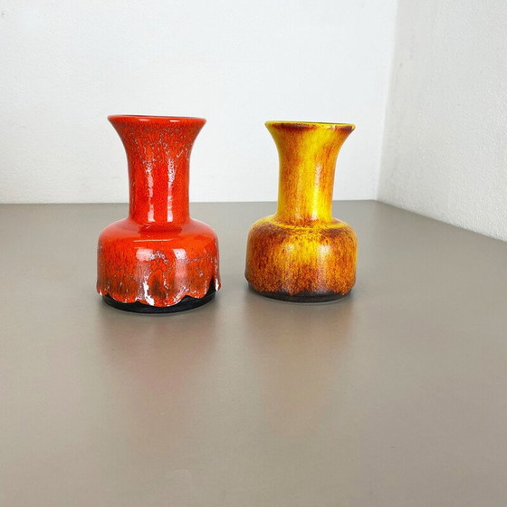 Image 1 of Paar Vasen aus Keramik "Gelb-Rot" von Jasba, Deutschland 1970er Jahre