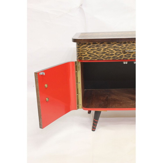 Image 1 of Paar Vintage-Nachttische mit bedrucktem Bezug, 1950-1960