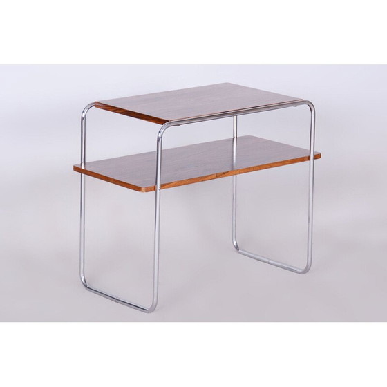 Image 1 of Vintage Bauhaus Beistelltisch aus Chromstahl und Nussbaum von Hynek Gottwald, Tschechoslowakei 1930