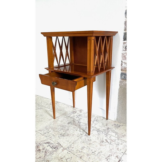 Image 1 of Vintage Nachttisch mit lackierten Holzbeinen Kompass